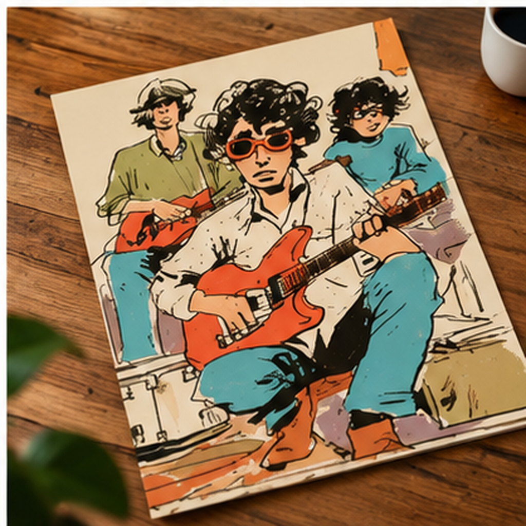 Retro Indie Band Poster, Vintage Rock Music Wall Art, Guitar Player Print, Alternative Music Decor, Musician Gift, Garage Band Art