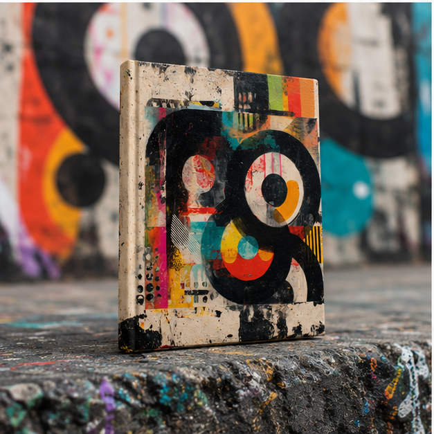 Abstract Retro Circles Hardcover Journal With Colorful Geometric Art 150 Lined Pages Sewn Casewrap