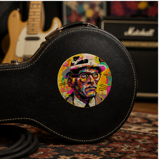 Colorful Pop Art Round Sticker Retro Gentleman Portrait Vinyl Sticker For Laptops Notebooks And Skateboards Laminate