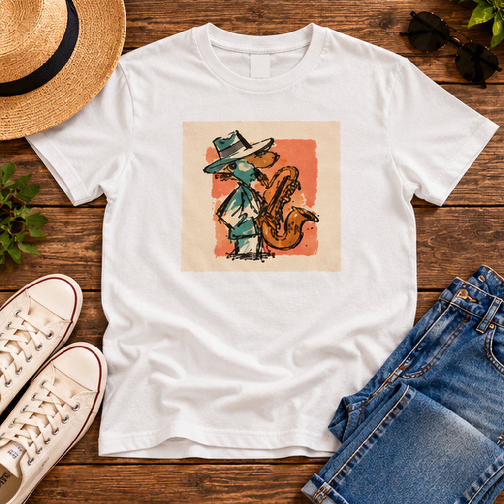 Retro Jazz Saxophone T-Shirt – Vintage Saxophonist Graphic Tee, 70s Music Art Shirt, Colorful Jazz Musician Gift, Unisex Retro Fashion