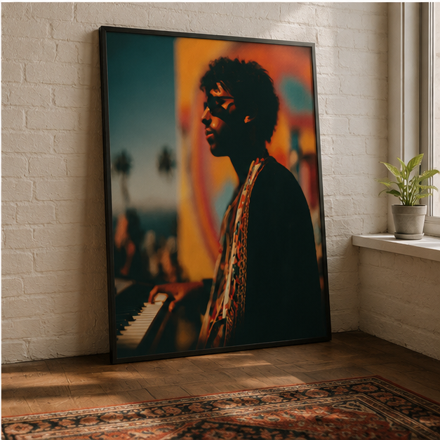 Matte Vertical Poster Moody Retro Musician Portrait Soft Matte Finish On Museum Grade Paper