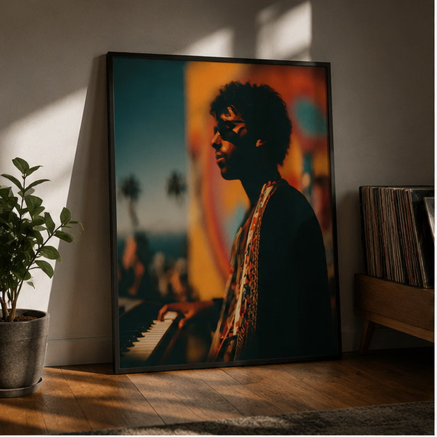 Matte Vertical Poster Moody Retro Musician Portrait Soft Matte Finish On Museum Grade Paper