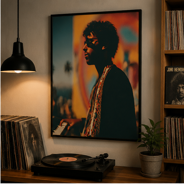 Matte Vertical Poster Moody Retro Musician Portrait Soft Matte Finish On Museum Grade Paper