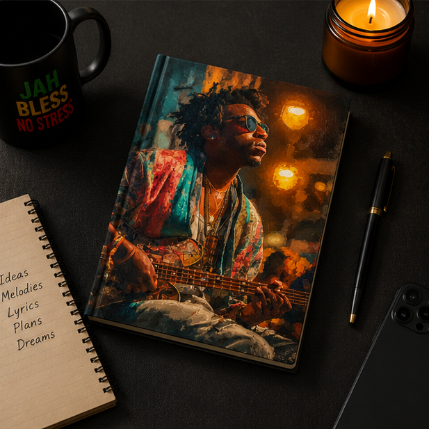 Hardcover Journal Backstage Pass Bohemian Guitarist Portrait Notebook For Musicians And Creatives With 150 Lined Pages