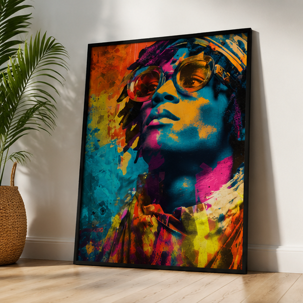 Vibrant Afro Pop Portrait Poster Matte Vertical Wall Art Printed On Archival Paper With Giclee Inks