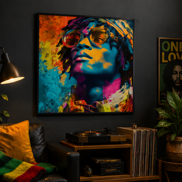 Vibrant Afro Pop Portrait Poster Matte Vertical Wall Art Printed On Archival Paper With Giclee Inks