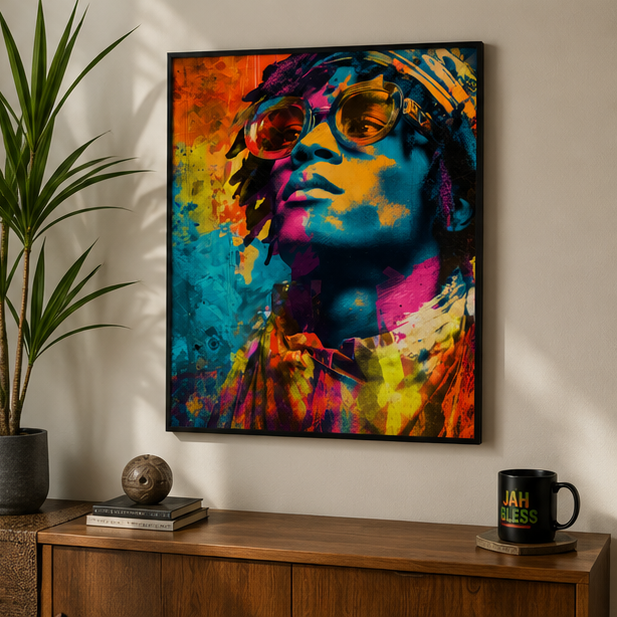 Vibrant Afro Pop Portrait Poster Matte Vertical Wall Art Printed On Archival Paper With Giclee Inks