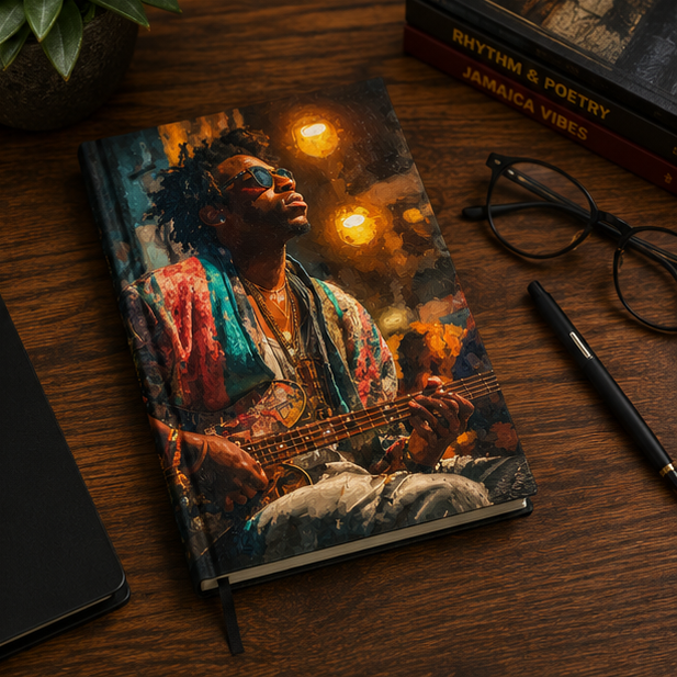 Hardcover Journal Backstage Pass Bohemian Guitarist Portrait Notebook For Musicians And Creatives With 150 Lined Pages
