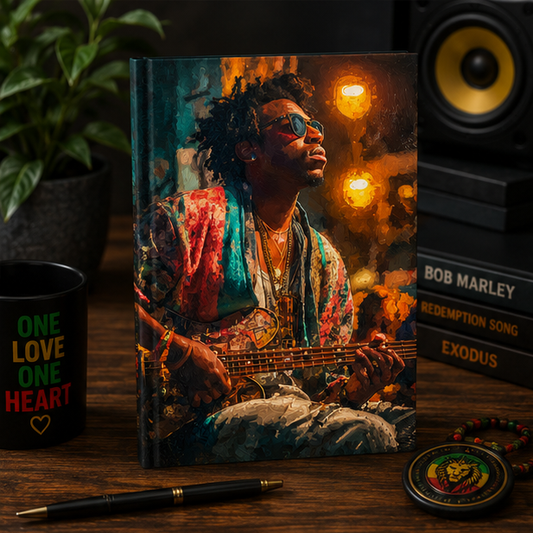Hardcover Journal Backstage Pass Bohemian Guitarist Portrait Notebook For Musicians And Creatives With 150 Lined Pages