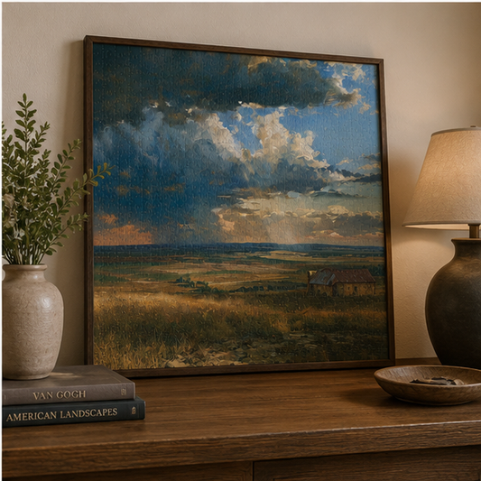 Scenic Prairie Landscape Puzzle Cloudscape Jigsaw 110 To 1014 Pieces For Quiet Moody Sky And Warm Grasses