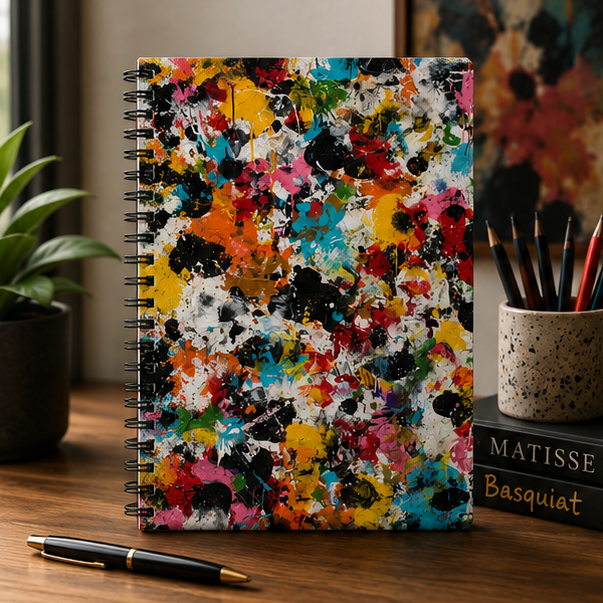 Color Splash Spiral Notebook With Abstract Paint Splat Design Ruled Lined Journal For Creative Sketches And Notes