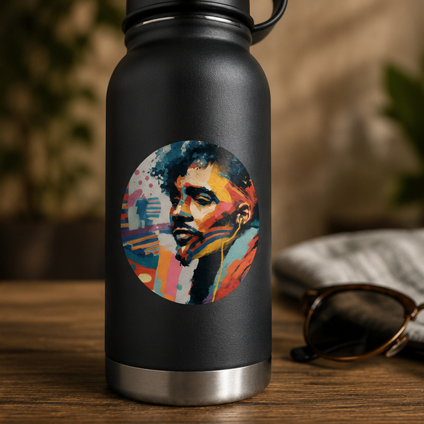 Round Vinyl Sticker Colorful Urban Portrait Art Outdoor Durable Water Resistant Matte Finish Vivid Eco Solvent Inks