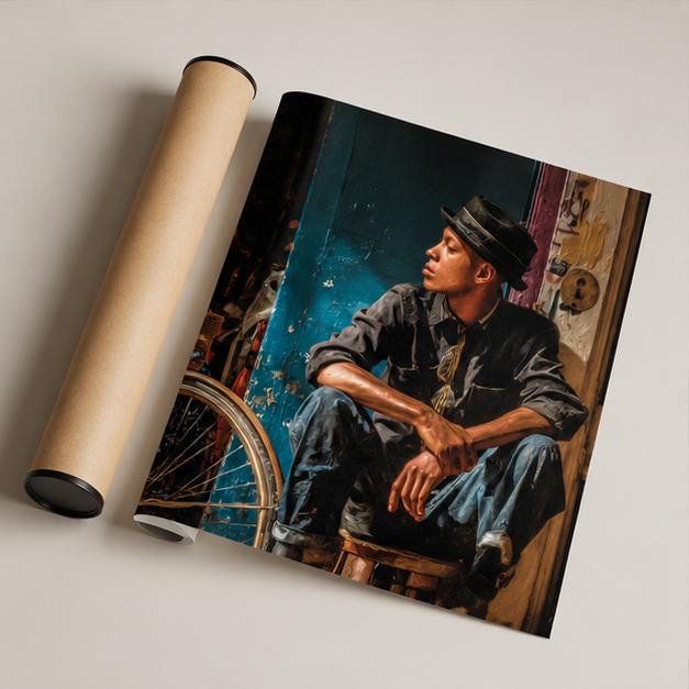 Street Portrait Matte Poster Urban Man With Fedora Vertical Wall Art Giclee Print