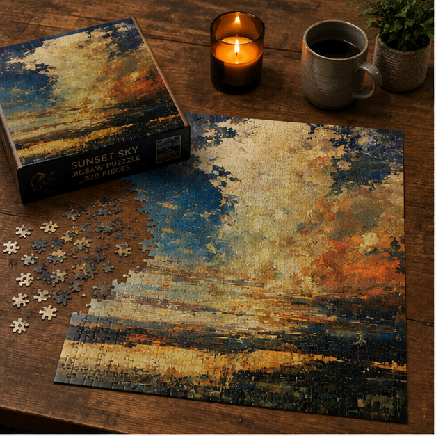Sunset Sky Jigsaw Puzzle Impressionist Landscape Artwork Available In 110 252 520 And 1014 Piece Sizes