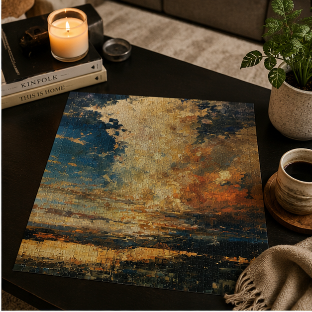 Sunset Sky Jigsaw Puzzle Impressionist Landscape Artwork Available In 110 252 520 And 1014 Piece Sizes