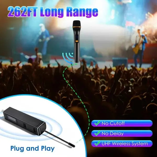UHF Wireless Rechargeable Microphone - 262FT Range - MusicandydesignsMusic Gadgets