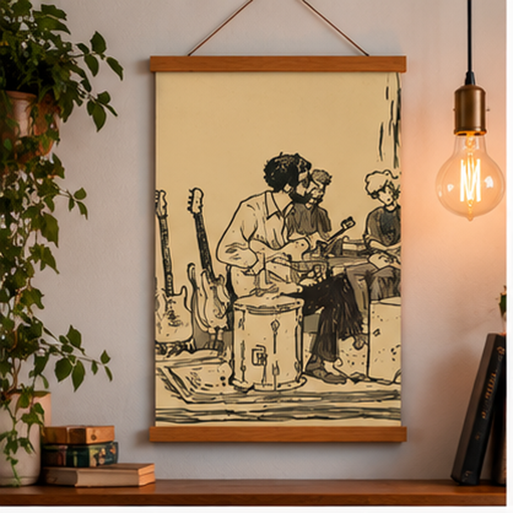 Vintage Acoustic Band Poster, Retro Music Wall Art, Guitar Player Print, Indie Folk Decor, Musician Gift, Jam Session Art, Music Room Decor
