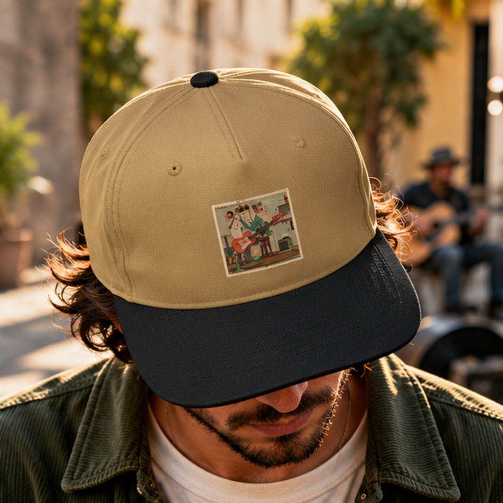 Vintage Classroom Patch Cap, Retro Music Hat, Guitar Band Baseball Cap, Artistic Two Tone Hat, Music Lover Gift, Vintage Music Cap