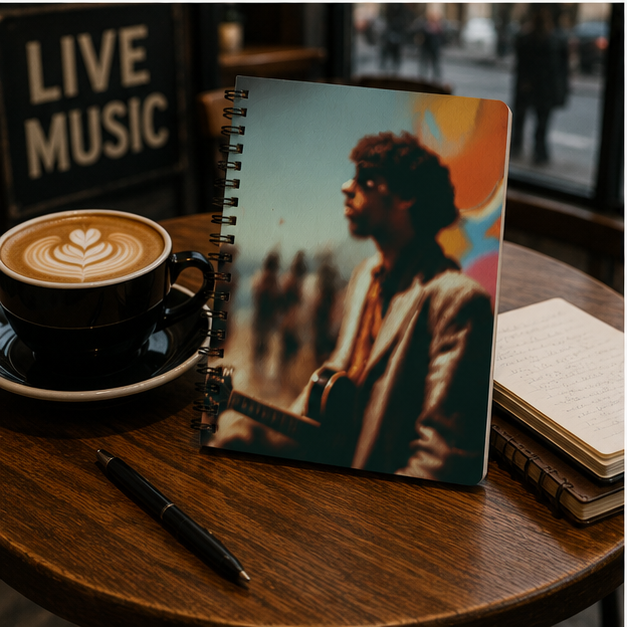 Vintage Musician Spiral Notebook — Ruled Lined Journal for Songwriters & Fans