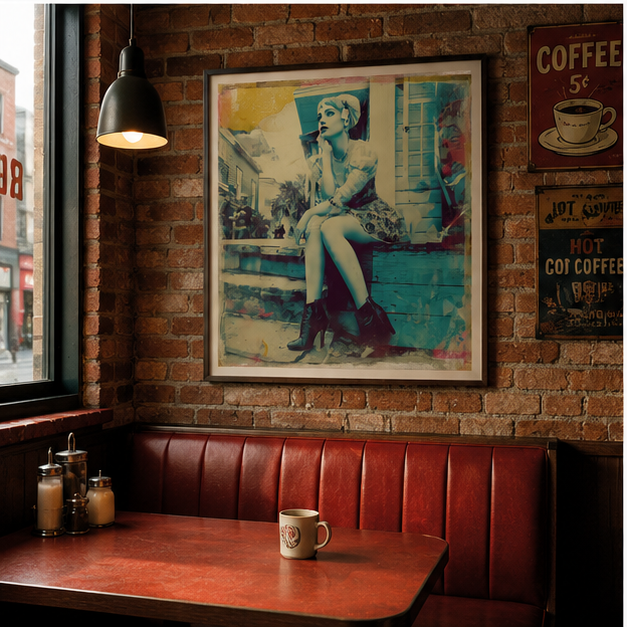 Vintage Polaroid Poster Retro Femme Sitting Photo Matte Vertical Print Cinematic Wall Art Home Decor Museum Grade